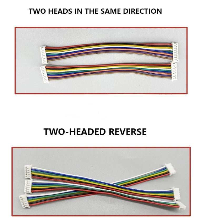 10Pcs Micro JST 1.25mm Wire Connector Pitch 1.25mm 2P 3P 4P 5P 6P 7P 8P 9P 10P Female to Female Plug Same / Reverse Direction