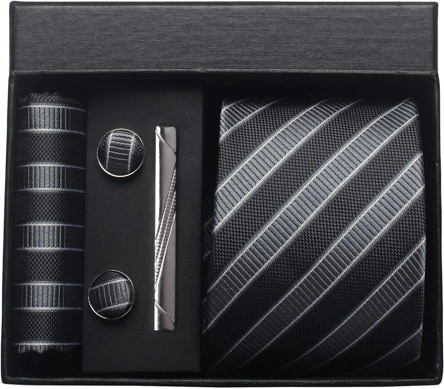 Classic 100% Silk Men's Ties In Gift box 8cm Plaid Dot Striped Business Necktie Handkerchief Cufflinks Wedding Party Tie Set