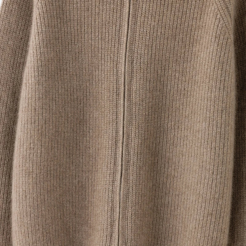 Autumn and winter women's clothing 100% pure cashmere collar thick knit zipper cardigan oversized coat sweater long sleeve loose