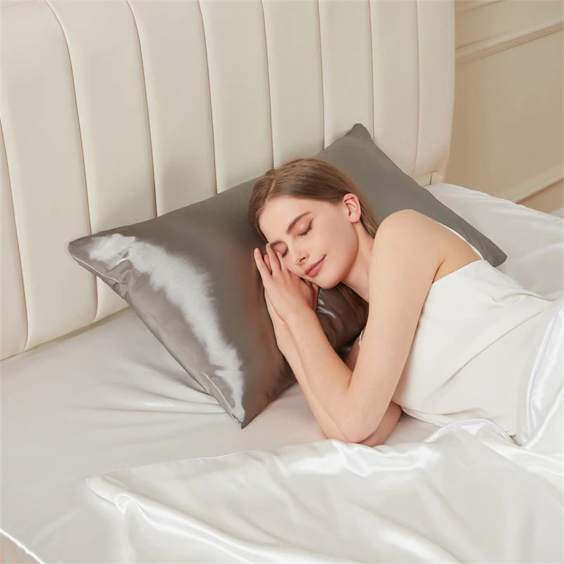 Solid Mulberry Silk Pillow Case Hair Skin Protect Pillowcase Luxury Sleeping Bedding Cushion Pillow Cover Standard Queen Size