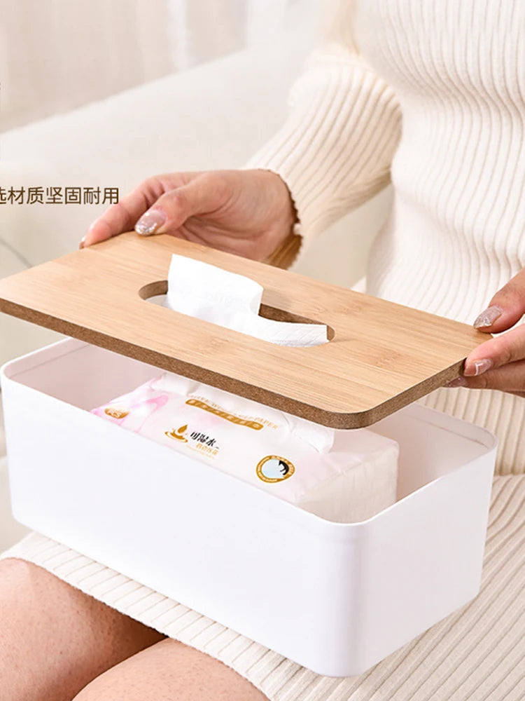 Kitchen Tissue Box Plastic Detachable Rectangle Minimally Designed Paper Box for Household Dining Table Living Room Bathroom TMZ