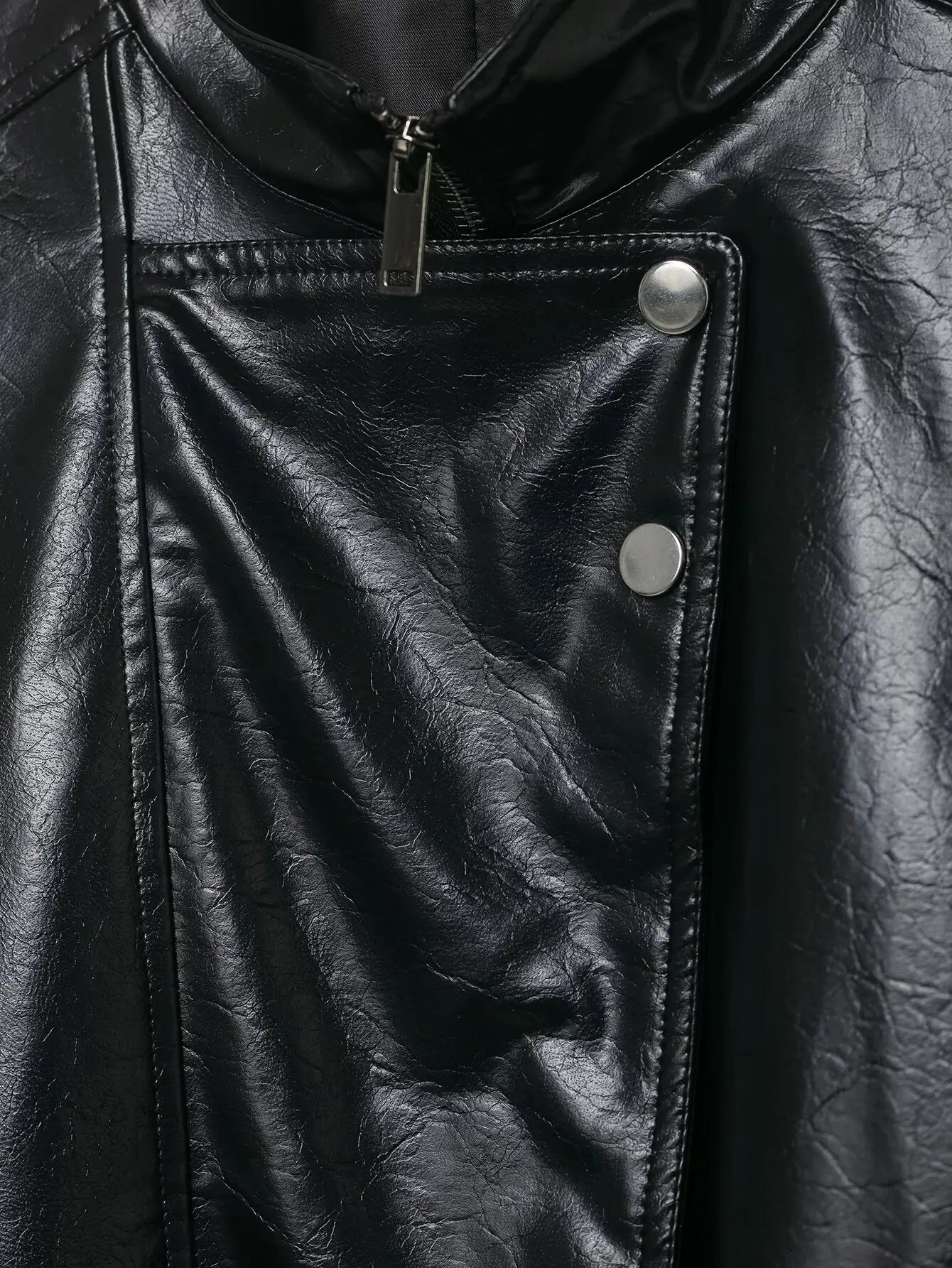 EDSA Women PU Leather Bomber Jacket Motorcycle Coat Black Spliced Zipper Fly Pu Leather Coat For Female New Street Style