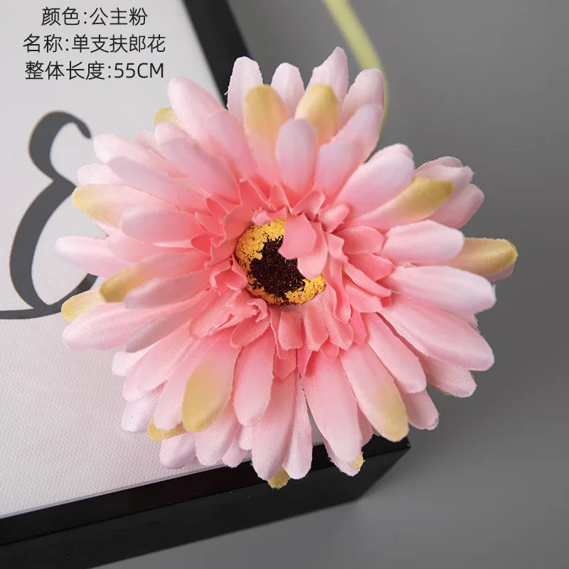 1piece 55cm Artificial Gerbera Flower Branch Wedding Garden Decoration Fake Silk Sunflower Party Home Decoration Accessories