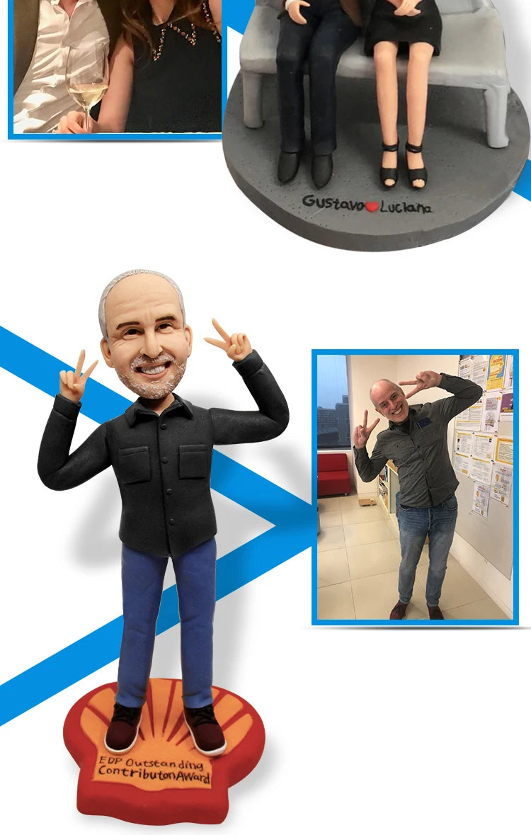 Custom Handmade Bobblehead Sculptures Figurines-Personalized 3d Clay Doll from Your Photo-Wedding Anniversary Gifts for Wife
