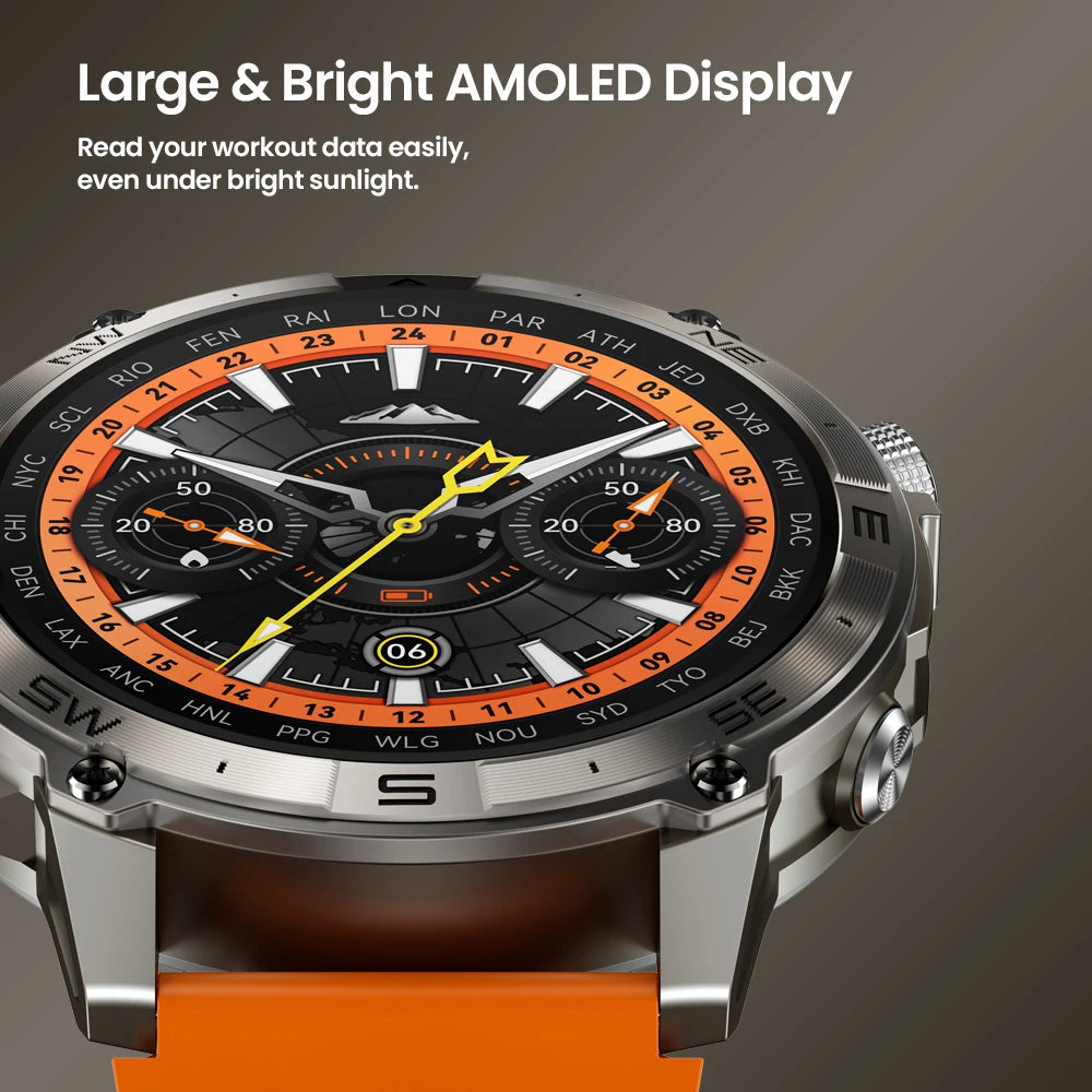 New Zeblaze Stratos 2 Plus GPS Smart Watch 1.43'' AMOLED Display Compass Barometric Altimeter Bluetooth Phone Calls Smartwatch