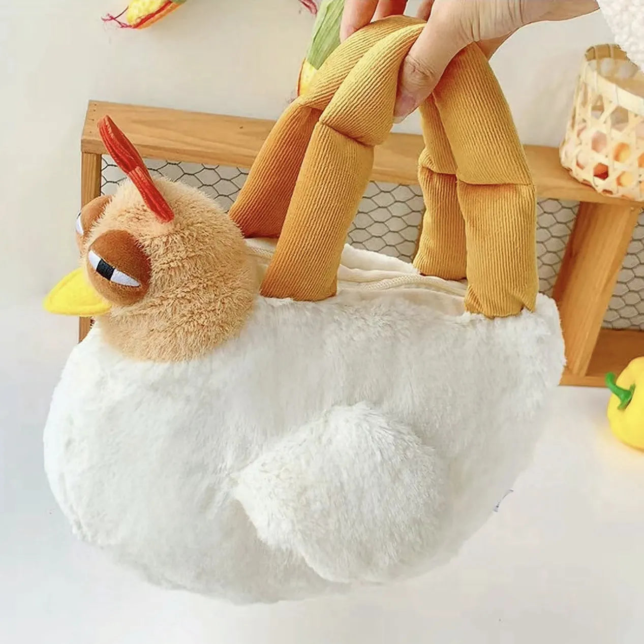 Creative Dozy Chicken Plush Bag Doll Pentant Squawk Alcoholic Chicken Soft Stuffed Cotton Plush Tote For Birthday Gift To Friend