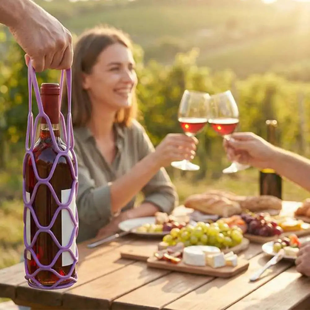 2026 New Versatile Silicone Storage Bags Breathable Mesh Bags Washable Portable Wine Tote Bags Reusable For Daily Picnic Hiking