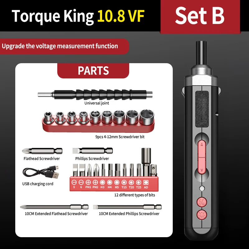Precision Electric Screwdriver Set 4.2V 15Nm 300rmin Home Rechargeable Mini Multifunctional Repair Tool w LED Light Lightweight