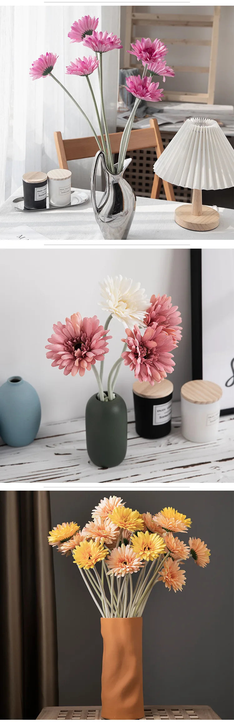 1piece 55cm Artificial Gerbera Flower Branch Wedding Garden Decoration Fake Silk Sunflower Party Home Decoration Accessories