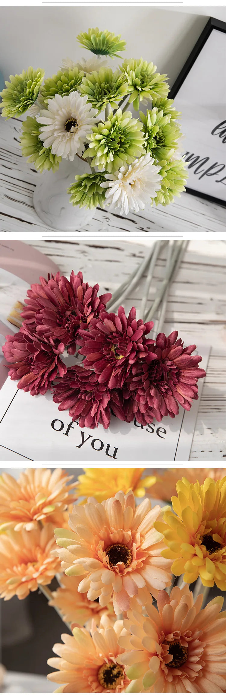 1piece 55cm Artificial Gerbera Flower Branch Wedding Garden Decoration Fake Silk Sunflower Party Home Decoration Accessories