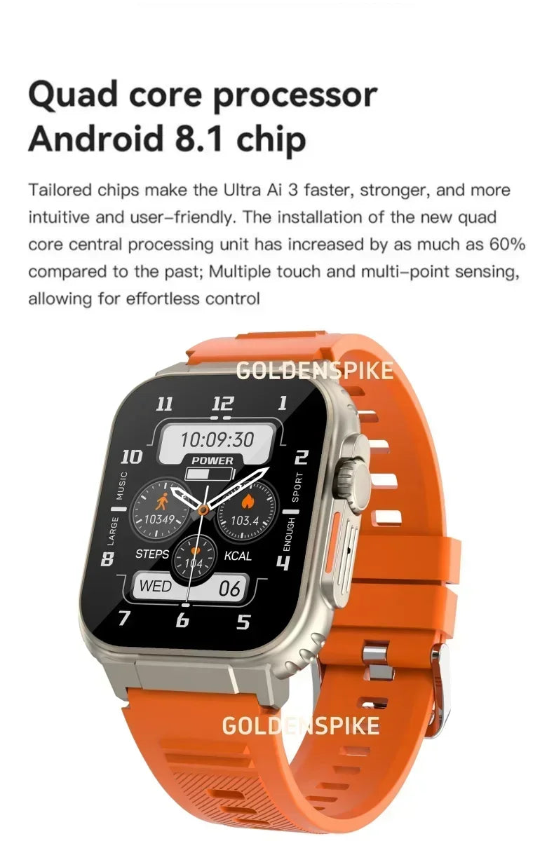 New Ultra Ai3 Smartwatch 4G Android Amoled HD Camera GPS WIFI Google Play Store App Download Game Bluetooth Smart Watch