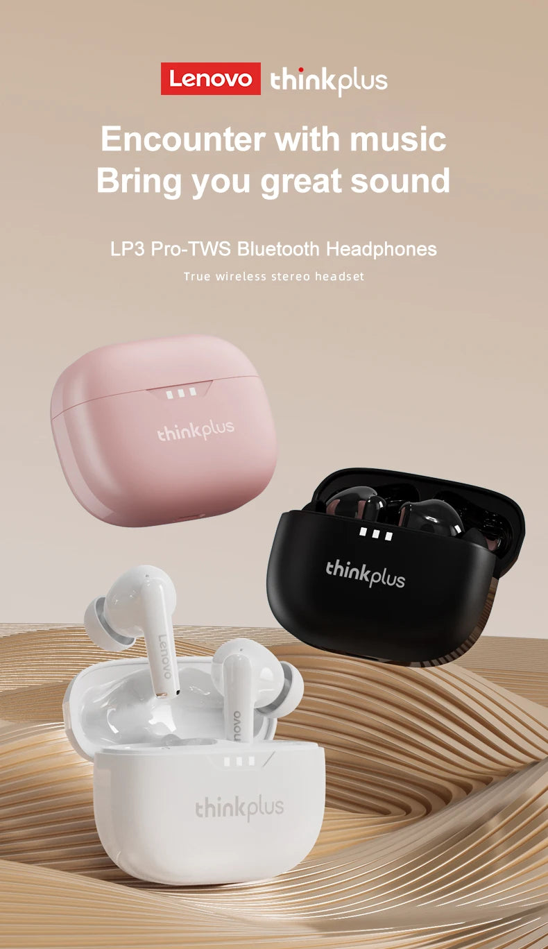 10pcs Lenovo LP3 Pro Wholesale 2pcs Original lp3pro Wireless Bluetooth Headphones HiFi Stereo Earbuds Noise Reduction With Mic