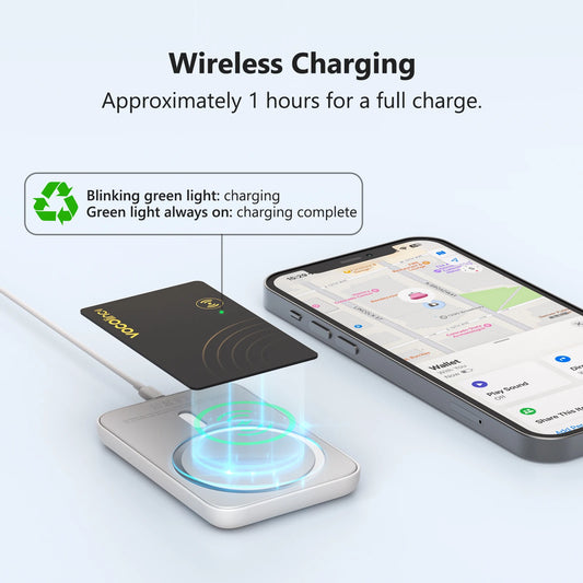 1/2Pcs VOCOlinc Wireless Charging Bluetooth Tracking Card,Global locator, Smart Tag, Item Finder, Use with Find My (IOS Only)