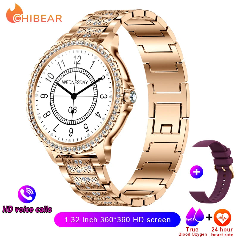 2025 New Fashion Women Smart Watch AMOLED HD Screen Sports Watch Health Heart Rate Voice Call Smart Watch For Android IOS
