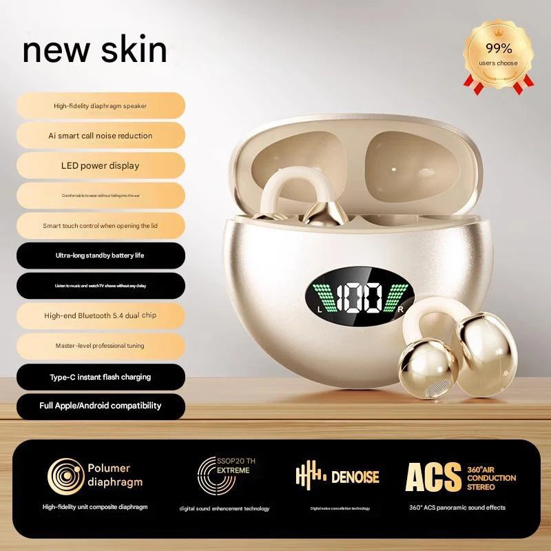 Original Sony Q88 Wireless Earphones Bone Conduction Headset Bluetooth 5.4 Earbuds Clip on Ear Comfortable with Digital Display