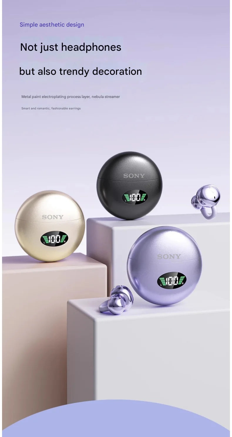 Original Sony Q88 Wireless Earphones Bone Conduction Headset Bluetooth 5.4 Earbuds Clip on Ear Comfortable with Digital Display