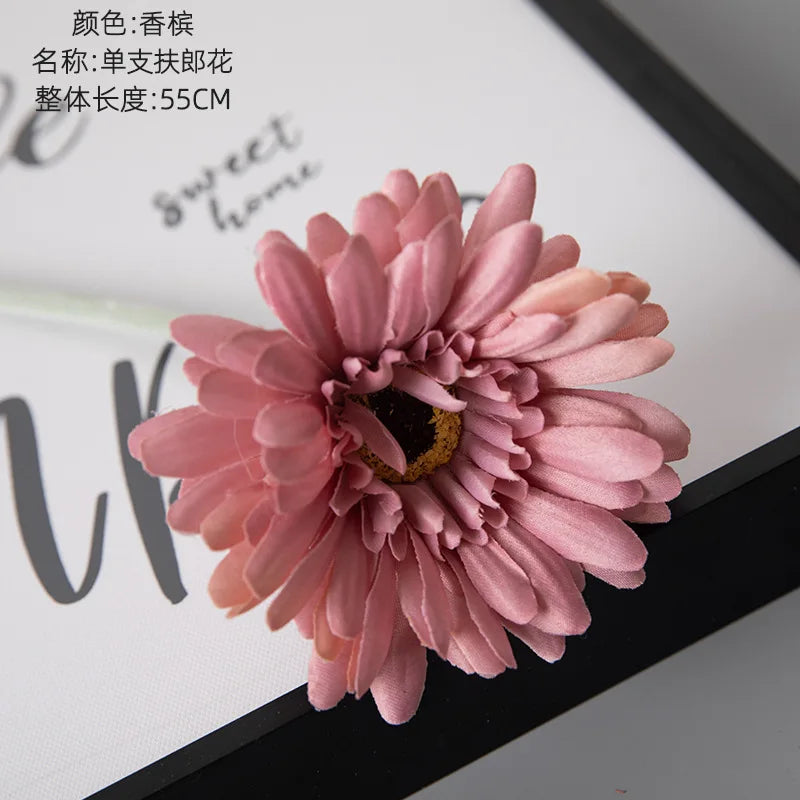 1piece 55cm Artificial Gerbera Flower Branch Wedding Garden Decoration Fake Silk Sunflower Party Home Decoration Accessories