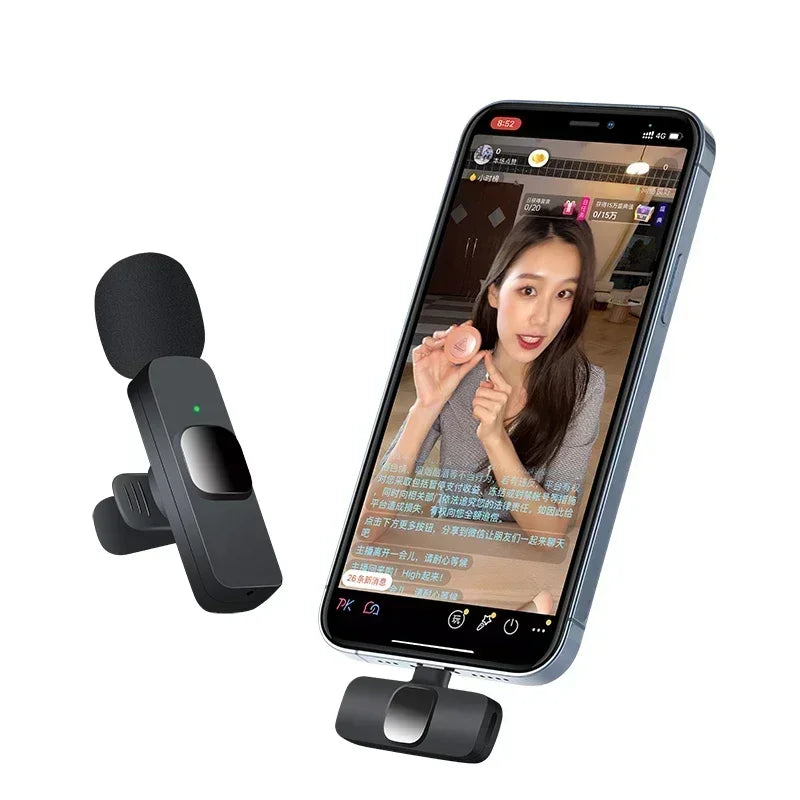 Lenovo 2 In 1 Portable Wireless Lavalier Microphone for Live Broadcast Gaming Audio Video Recording iPhone Android Mini Mic