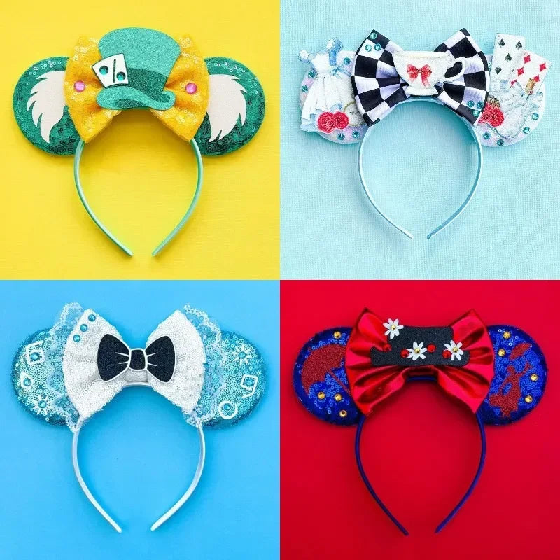 Disney Mickey Mouse Hairbands Frozen Ear Headband for Adults Anna Elsa Snowman Olaf Headwear Women Kids Girls Hair Accessories