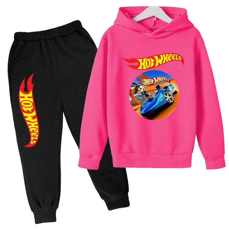 Kids Clothing Hot Wheels Car Game Printed Hoodie Coat 3-12 Yrs Boys Girls Toddler Top+pants Fashion Sweatshirt Casual Sportswear
