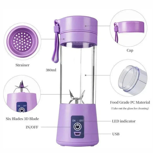 Used for making milkshakes and smoothies, travel fruit juicing cup, handheld fruit blender, portable electric blender.