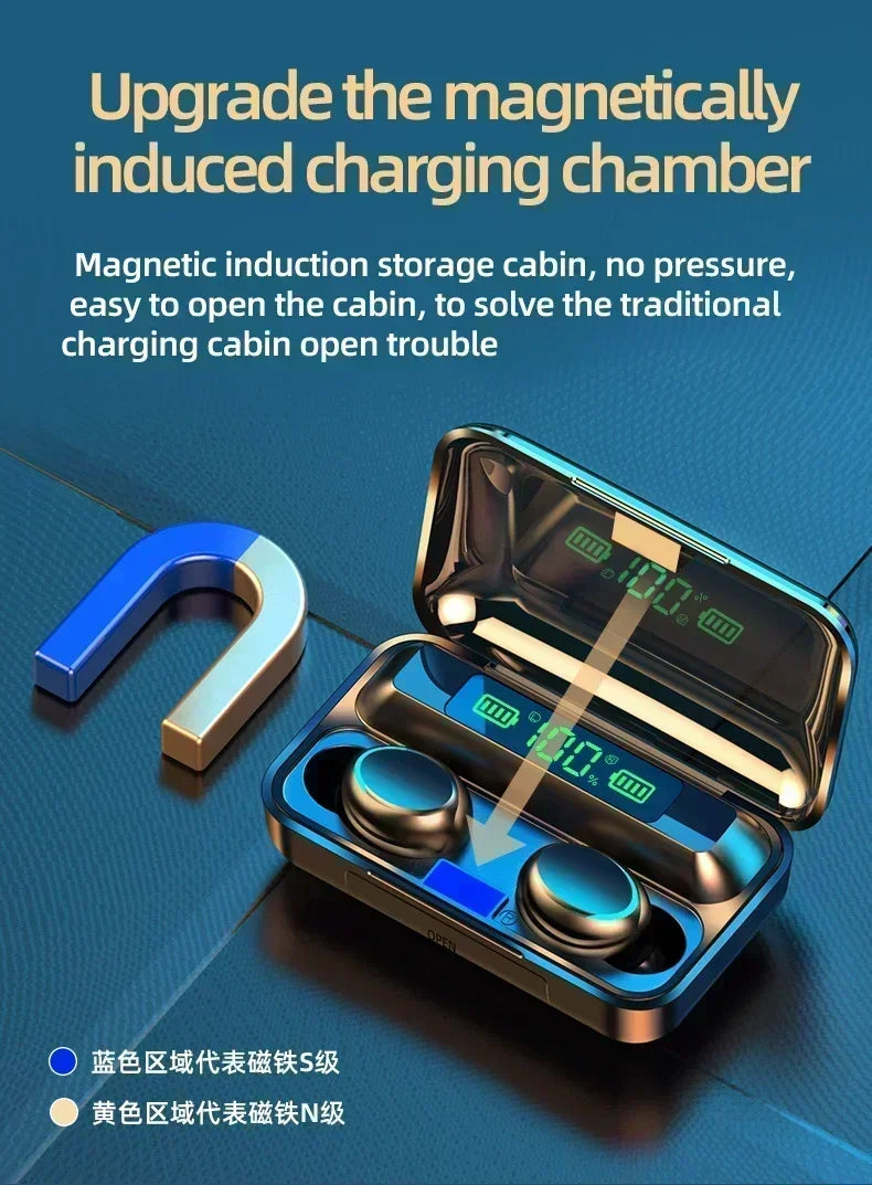 Bluetooth Headphones 9D Stereo High Bass Sport Earphones Handfree Touch Control Tws Wireless Earbuds Waterproof Headset