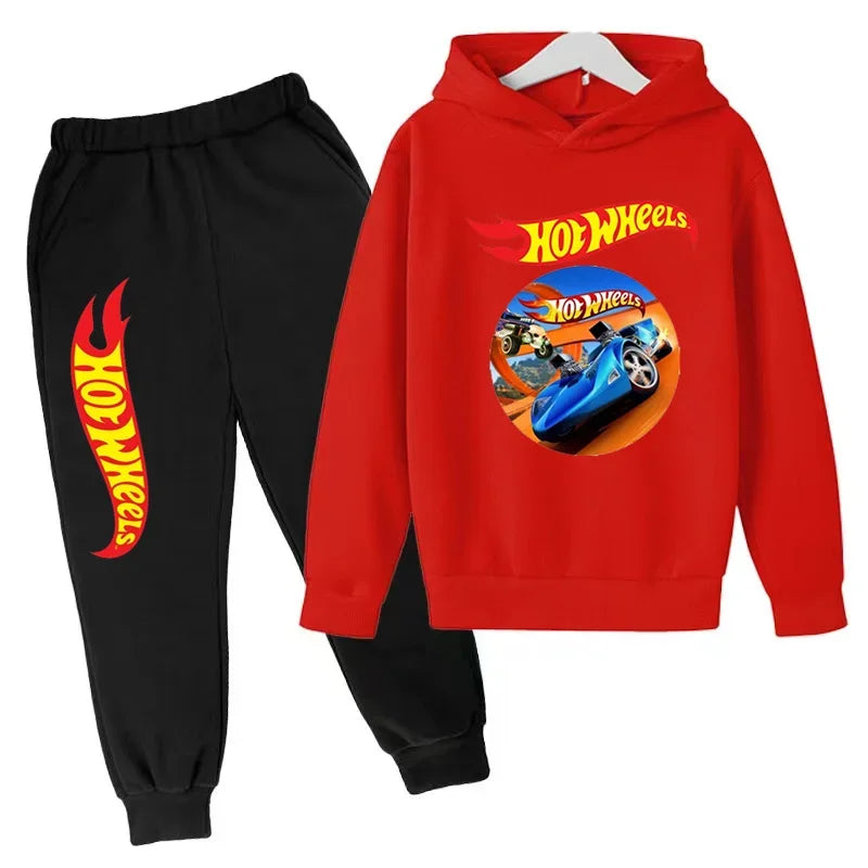 Kids Clothing Hot Wheels Car Game Printed Hoodie Coat 3-12 Yrs Boys Girls Toddler Top+pants Fashion Sweatshirt Casual Sportswear