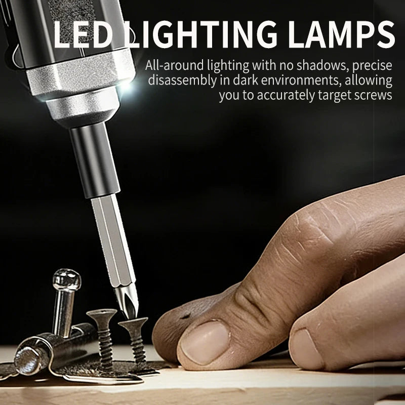 Precision Electric Screwdriver Set 4.2V 15Nm 300rmin Home Rechargeable Mini Multifunctional Repair Tool w LED Light Lightweight