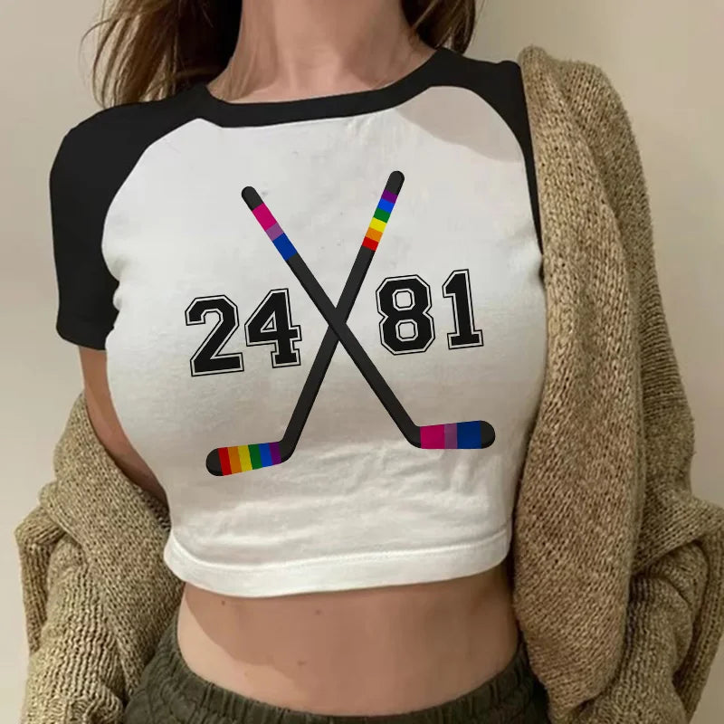 Heated Rivalry Print Graphic Crop Top Women's Sexy Cropped T Shirt Gothic Vintage T-Shirt Women Fashion Y2k Tshirt Clothes Girls