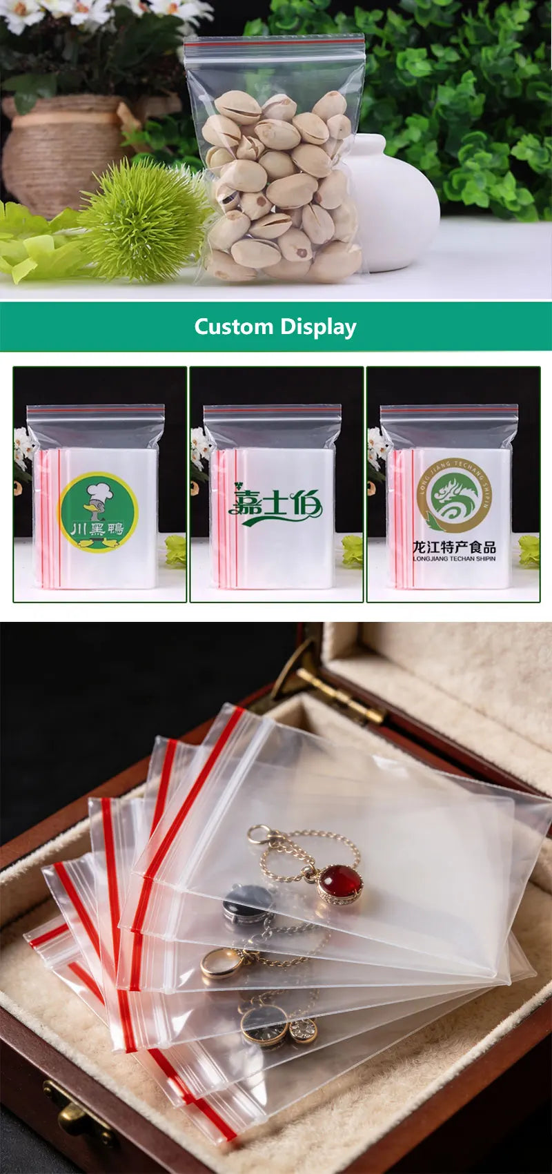 Wholesale Plastic Transparent Ziplock Bags Clear Resealable Waterproof Food Storage Bags Small Jewelry Zip Seal Packaging Bags