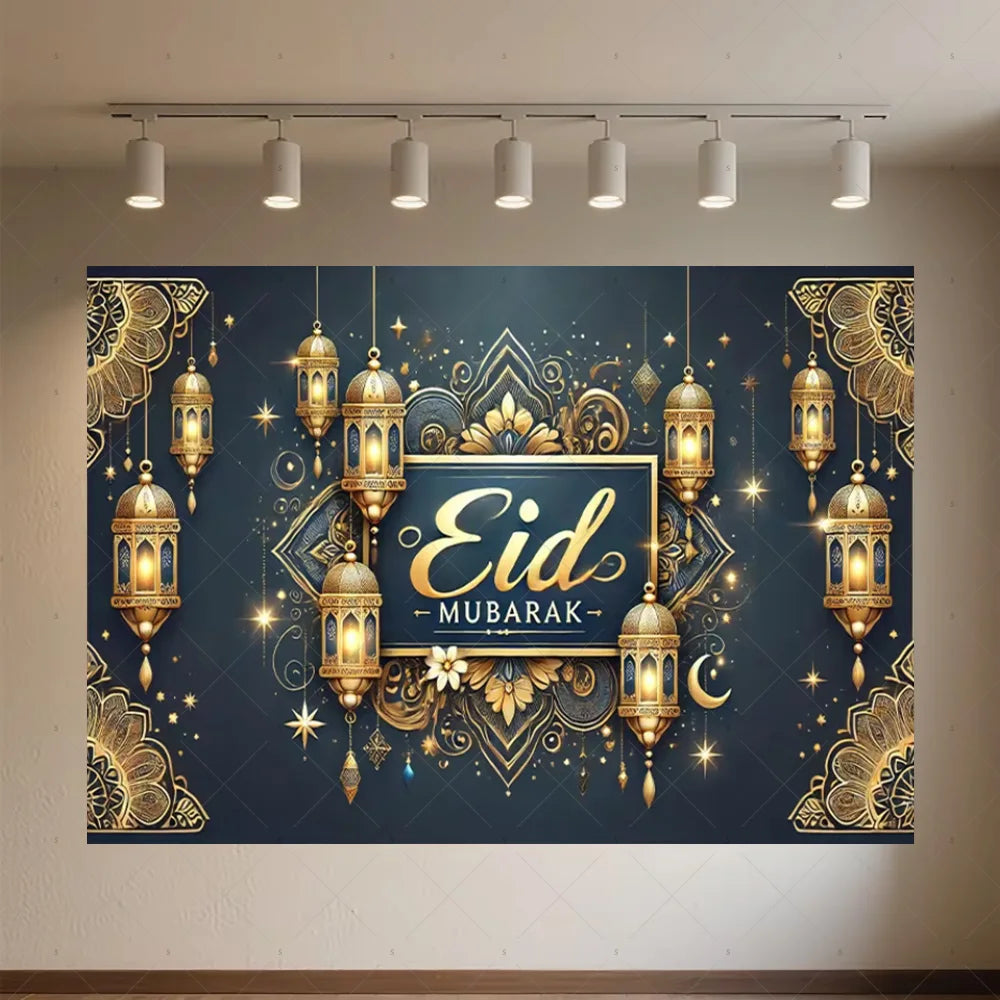 Background of The Moon Mosque Themed Party During Eid Fitr, Islamic Muslim Karim Ramadan Party Decoration Photography Background