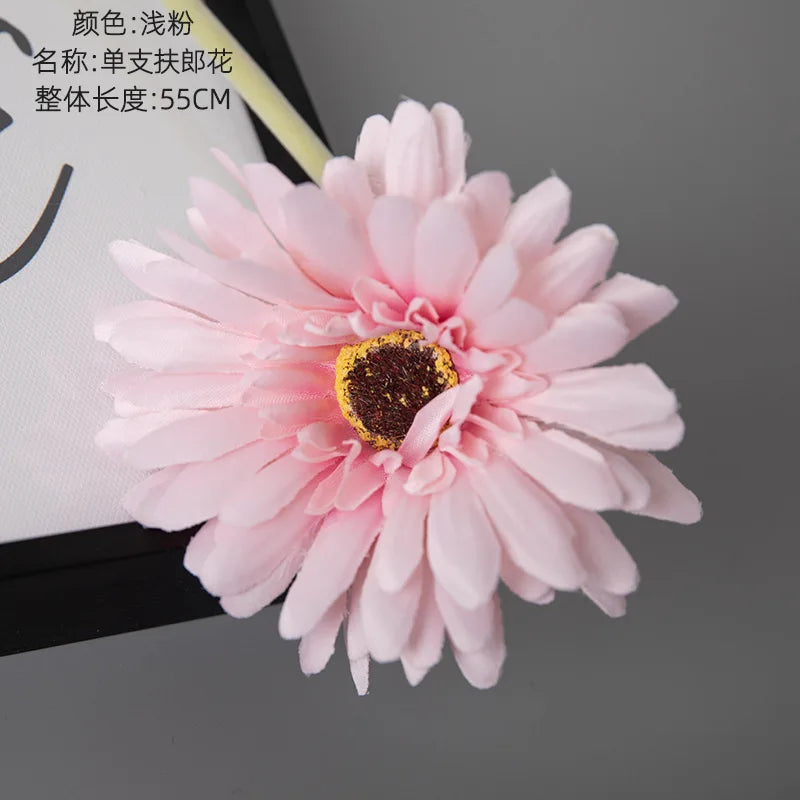 1piece 55cm Artificial Gerbera Flower Branch Wedding Garden Decoration Fake Silk Sunflower Party Home Decoration Accessories