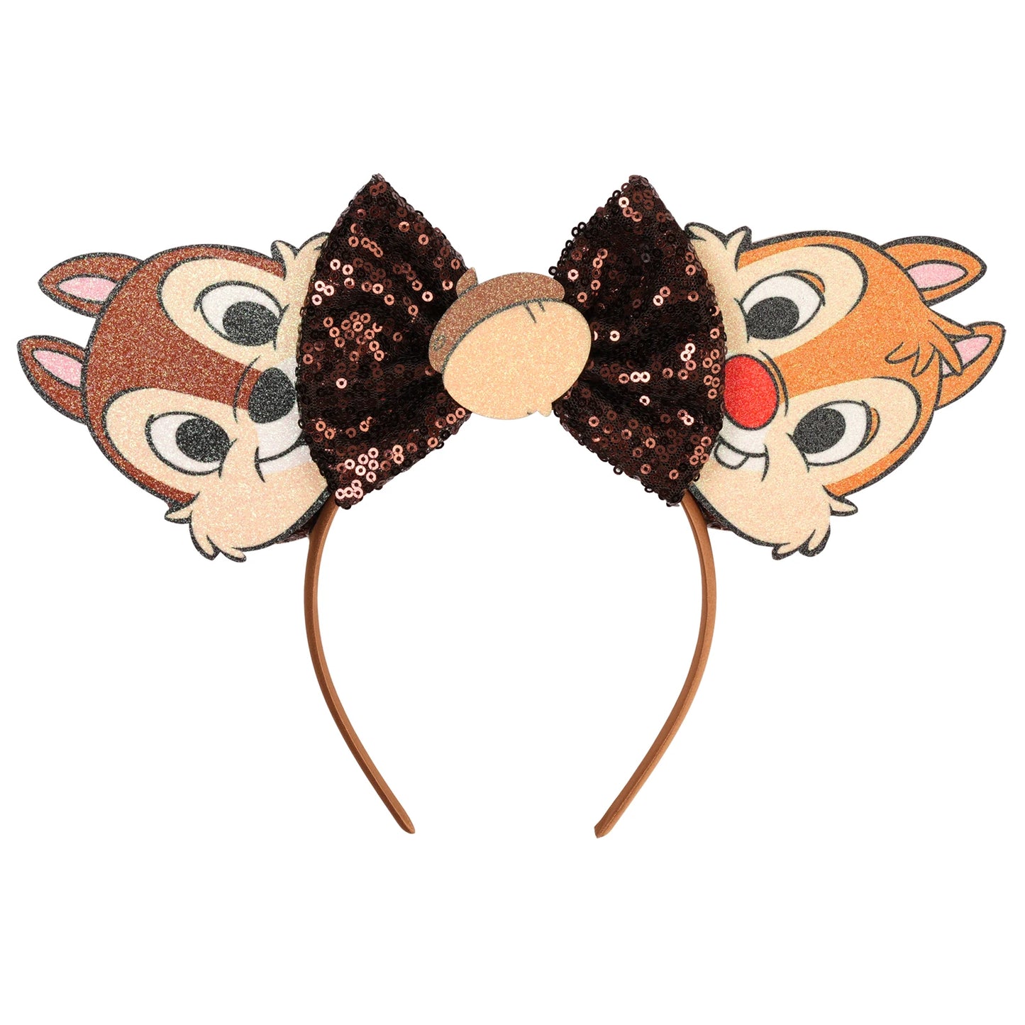 2025 Mickey Mouse Ear Headband Chip and Dale Bow Sequin Hairband Women Hair Hoop Birthday Gift Adult/Child Cosplay Accessories