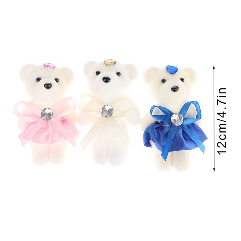 10Pcs 12cm Bear Flower Bouquet Toy Cartoon Doll Bear Bouquet Graduation Birthday Wedding Gifts Party Decor small gifts