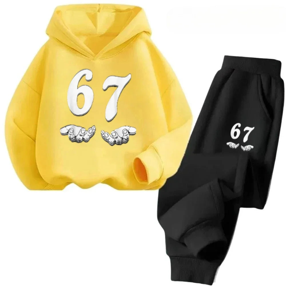 67 Fun Kids Set 4-13Y Cartoon Stitch Print Cotton Tracksuit Casual Children Outfit Free Shipping Children's Fashion Trend Set