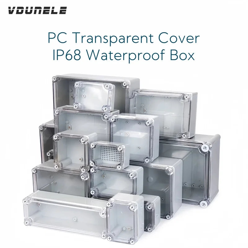 Transparent Waterproof Outdoor Enclosure Plastic Box Electronic Project Case Instrument Electrical Box IP68 Junction Box Housing