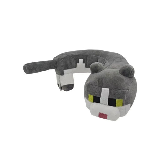 Gray U-shaped plush toy cat doll for children’s gift