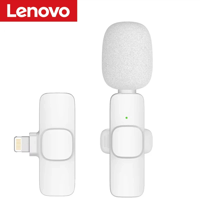 Lenovo Pink Wireless Lavalier Microphone Phone Portable Audio Video Recording Vlog Microphone for iPhone Android PC Live Gaming