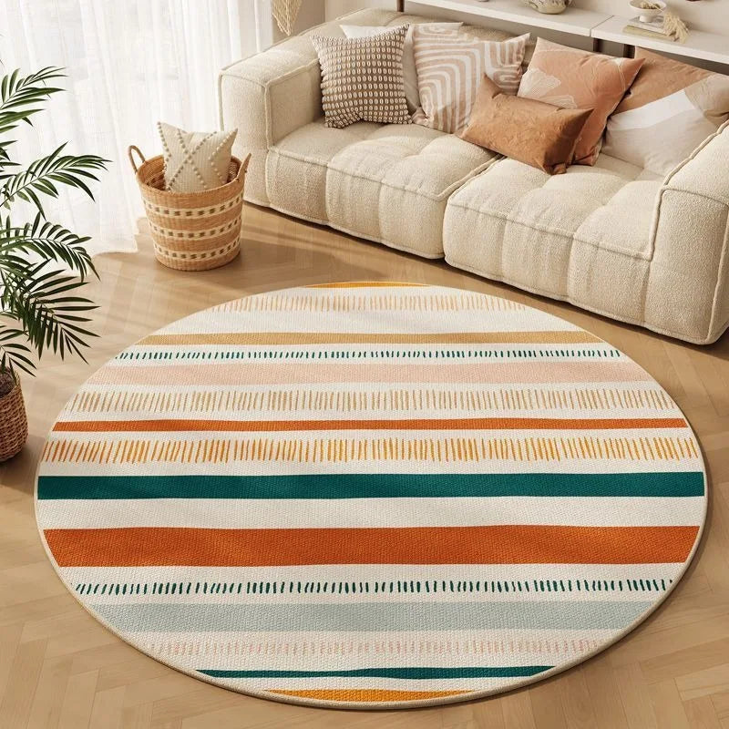 Minimalist Style Round Rug Non-Slip Circle Carpet for Living Room Floor Mat for Chair Coffee Table Bedside Decoration So Modern