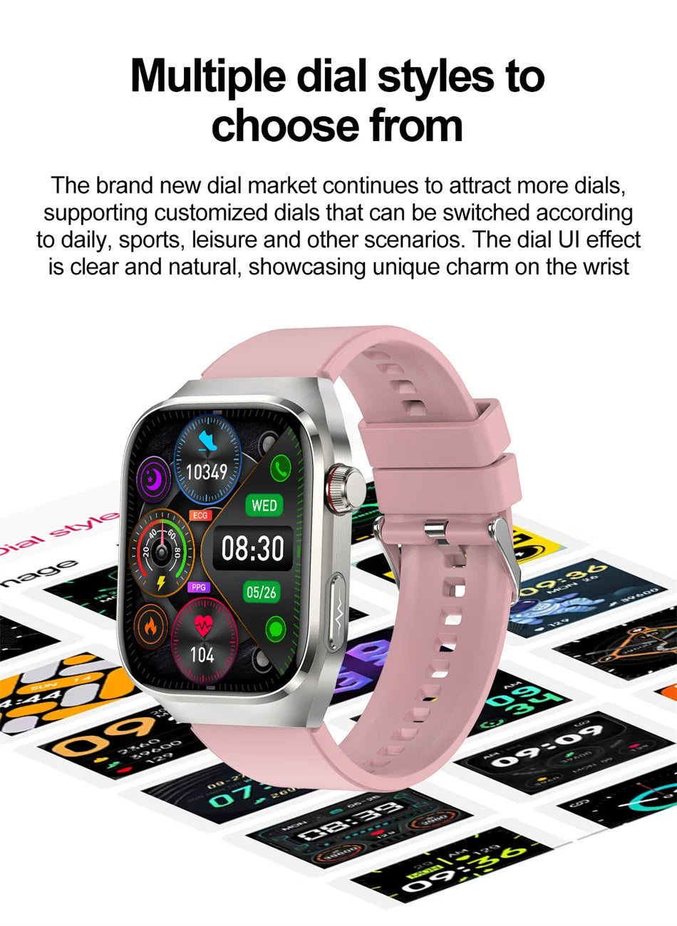 2025 New ECG+PPG Clock Smartwatch Men Uric Acid Blood Pressure Blood Oxygen Body Analysis Heart Health Monitor Smart Watch lady