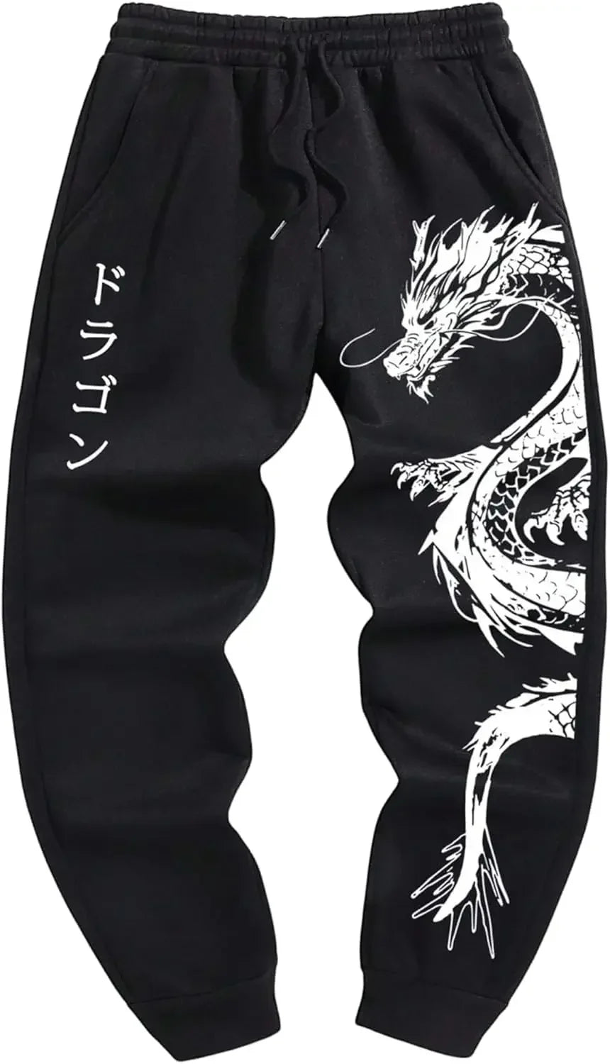 Spring and Summer Daily Commuter Sweatpants Running Sports Pants New Men's Fashionable Dragon Print Loose Trousers S-3XL