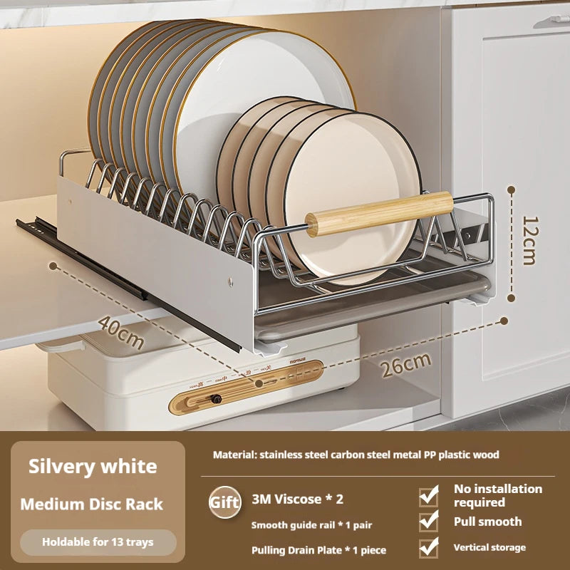 ZEXEF Kitchen Storage Box with Sliding Rail Pull-out Cabinet Storage Rack Spice Pantry Shelves Drawer Kitchen Organizer Basket