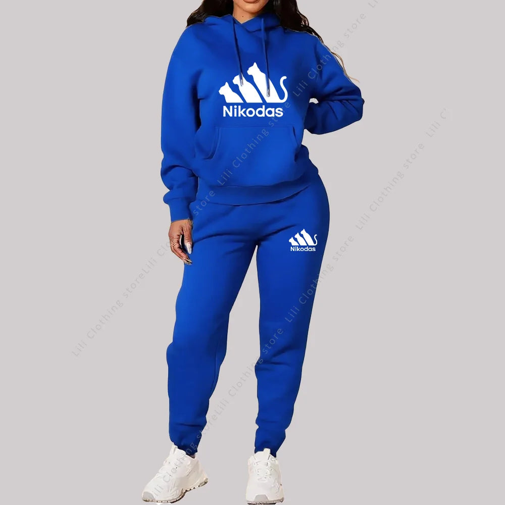 Women's Sets Hoodies Pants Two Piece Outfits Sportswear Sweatsuit Aesthetic Trend 2025 New Suit Woman Pink Tracksuit Plus Size