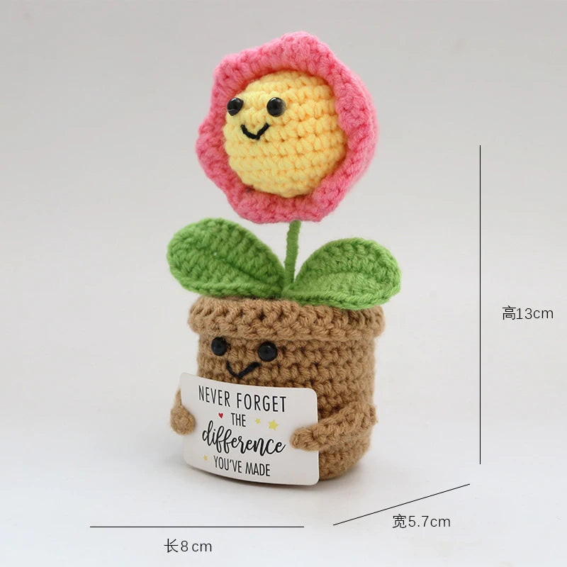 New Crochet SunFlowers Cute Knitting Flowers Potted Graduation Gift Handwoven Plant Car Table Home Decor Items