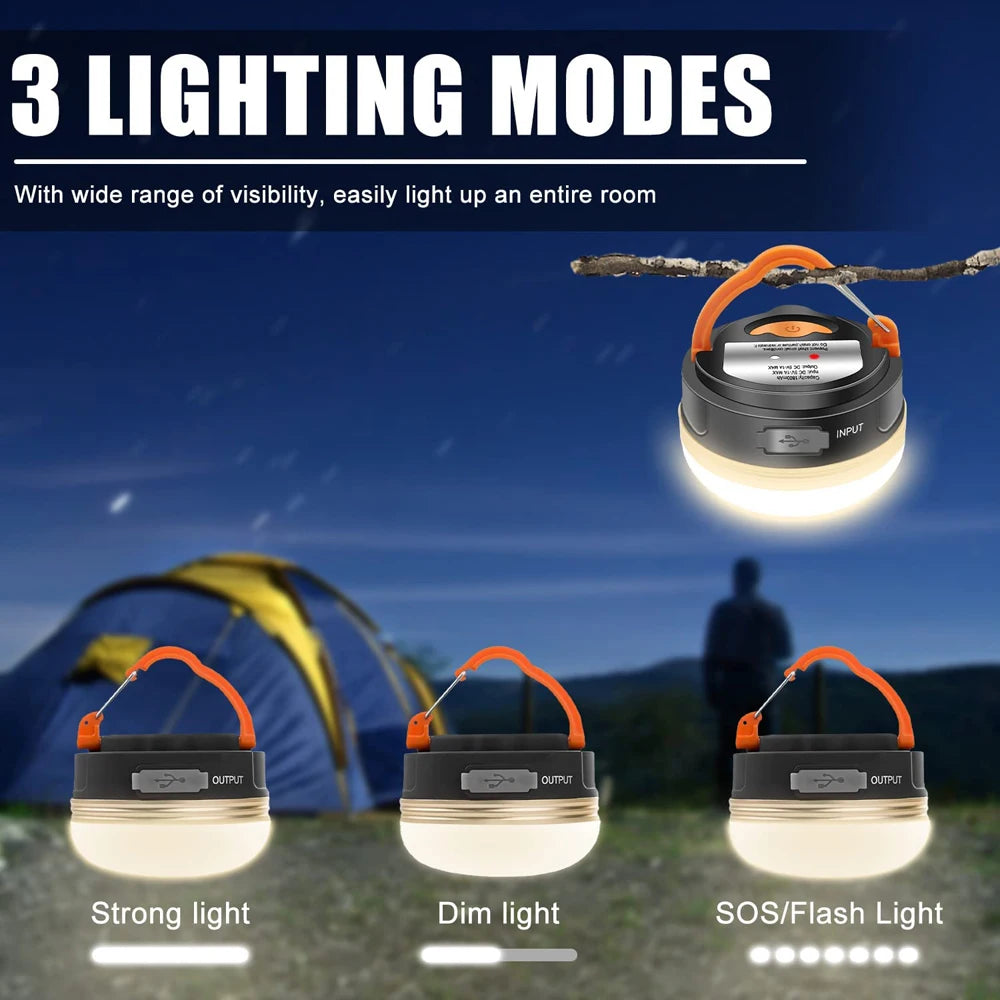 10W High Power Camping Lantern Tents Lamp 1200mah USB Rechargeable Portable Camping Lights Outdoor Hiking Night Hanging Lamp