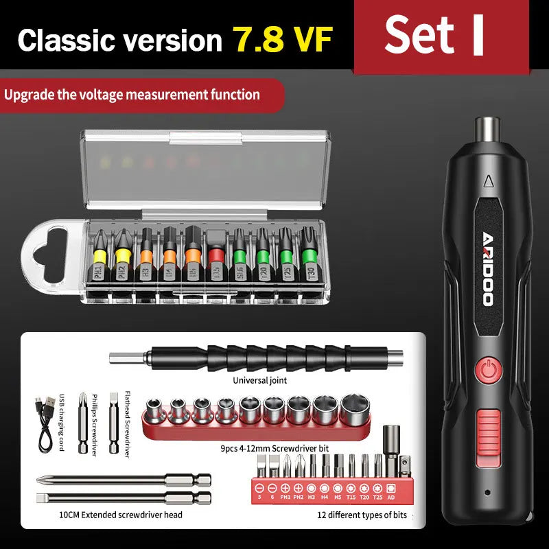 Precision Electric Screwdriver Set 4.2V 15Nm 300rmin Home Rechargeable Mini Multifunctional Repair Tool w LED Light Lightweight