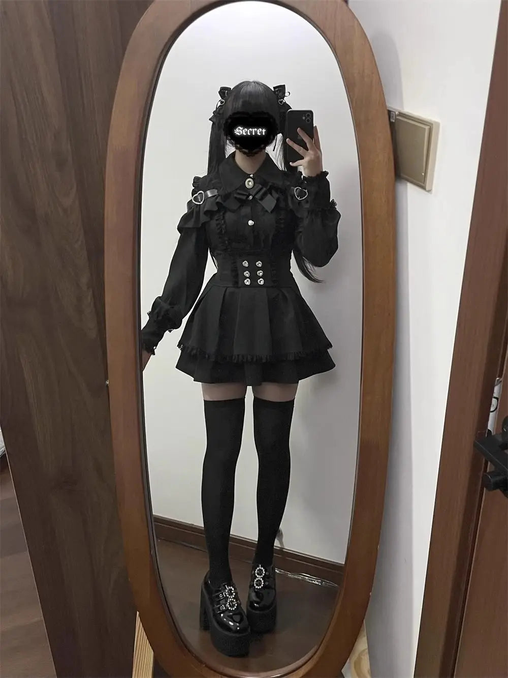 k Gothic Sle oulder Bared irt And f Skirt Set Spring Autumn Sweet Subculture Encounter Jk orm Two Piece Set f...