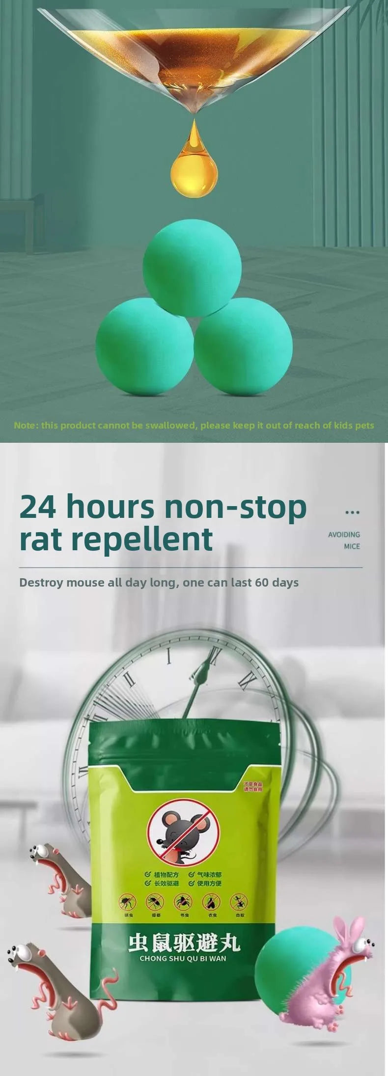 Effective Rat Mouse Repellent Balls Rats mouse trap Bait Mothballs Rat Controller Pill for Indoor Outdoor Rodent Control Protect