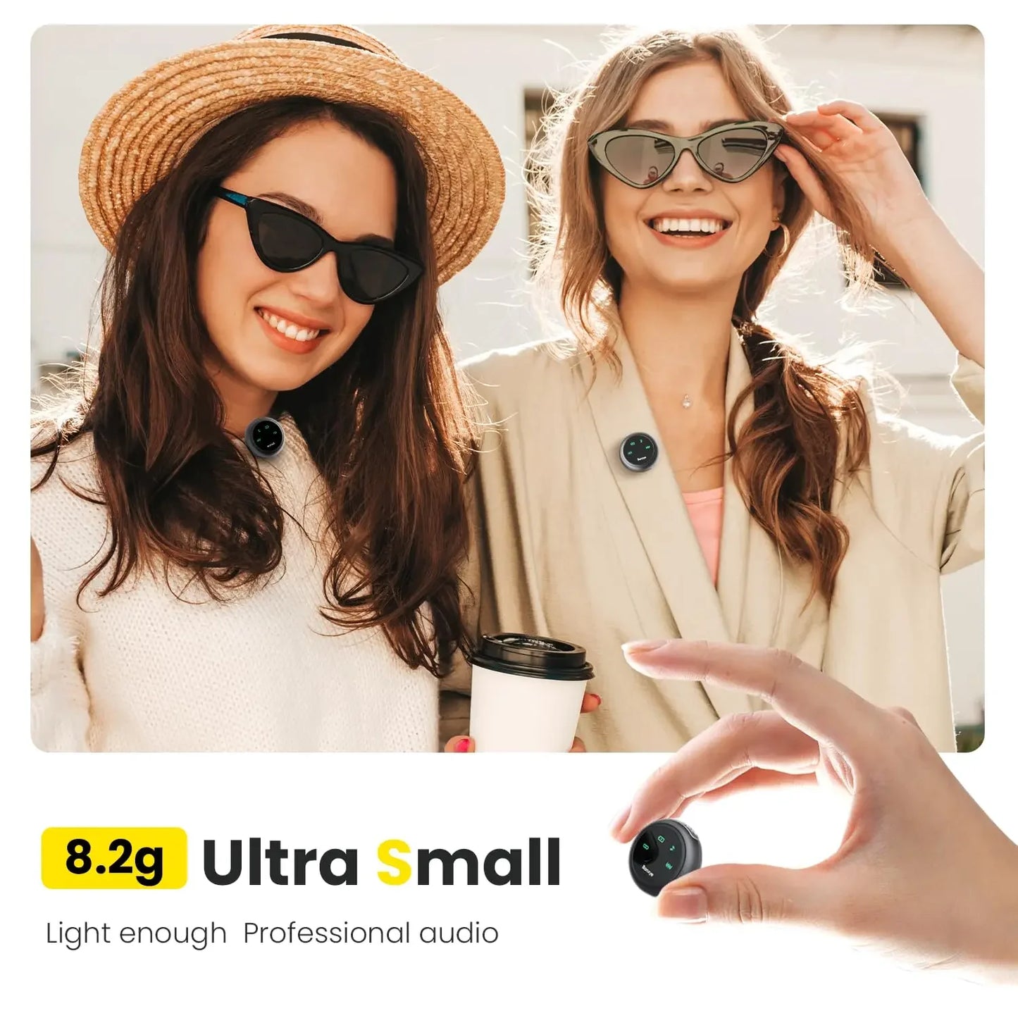 2in1 Wireless Lavalier Lapel Microphone for iPhone iPad Android With Charging Case Phone Mini Mic for Live Broadcast Video Vlog