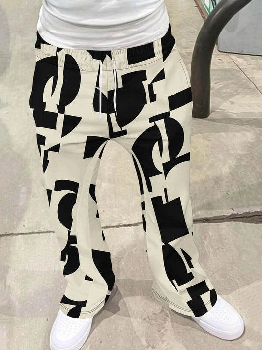 Y2k Flared Pants Men Loose 3D Print Trousers Casual Sweatpants Mid Waist Sporty Female Clothes Streetwear Hip Hop Vintage Pants